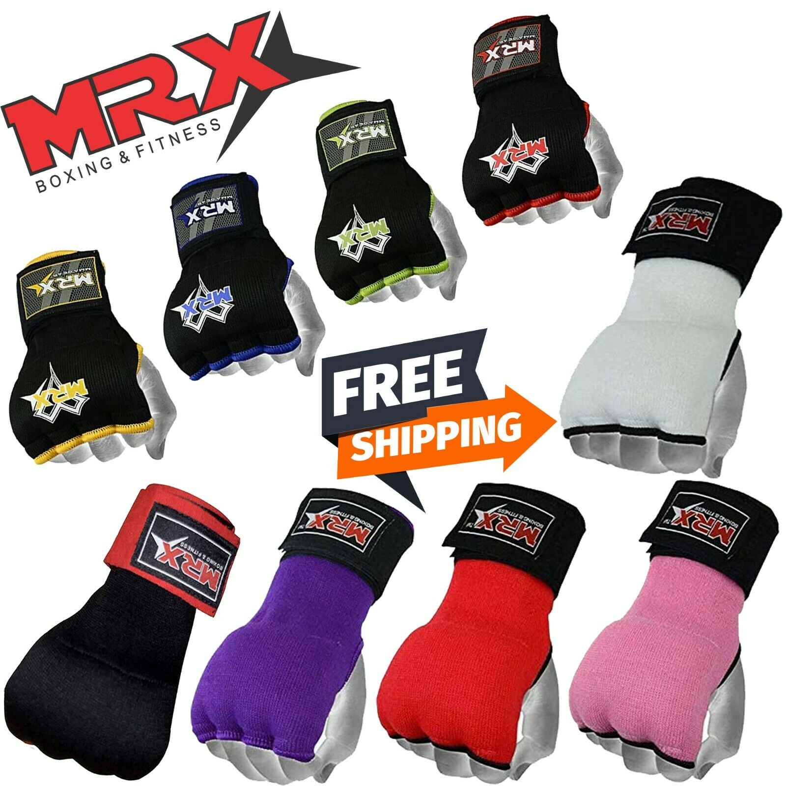 Gel Padded Inner Gloves With Hand Wraps Wrist Support Boxing Muay Thai Mitts Mma