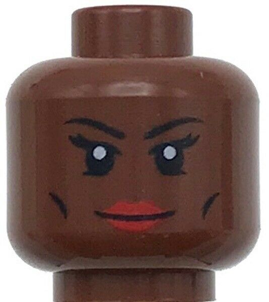 Lego New Reddish Brown Minifigure Head Dual Sided Female Thin Black Eyebrows