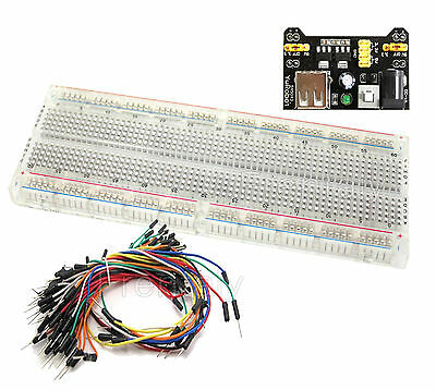 Clear Mb-102 830 Point Testing Pcb Breadboard + 65 Jump Cable Wires+power Supply