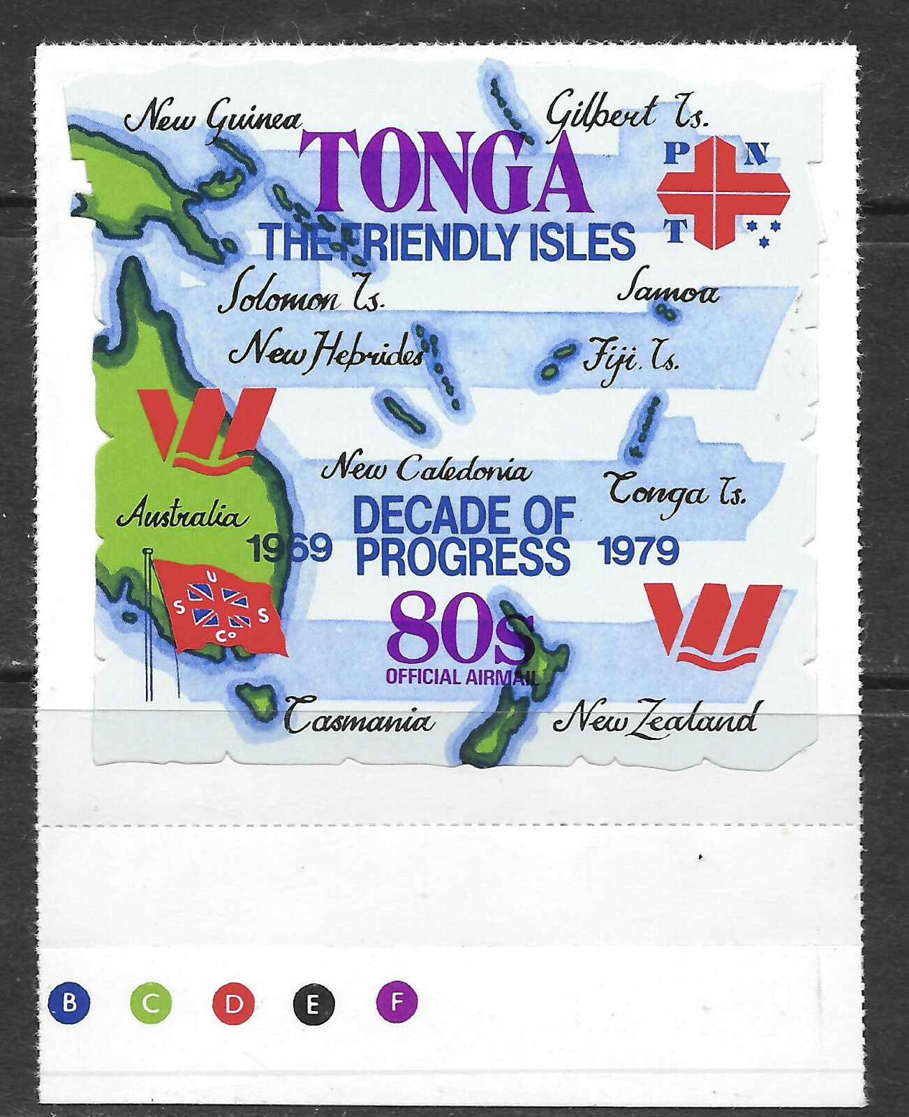 Tonga 1979 Shipping Routes, South Pacific Map Sc # C0155 Mnh