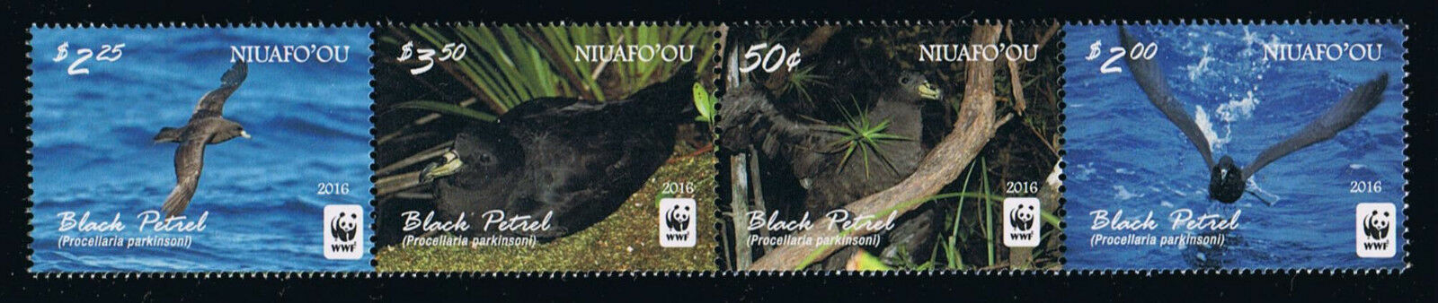 Niuafo'ou - 2016 Wwf Bird - Black Petrel Postage Stamp Strip